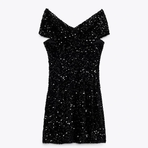 Zara Woman Sequinned Velvet Dress - Picture 5 of 5